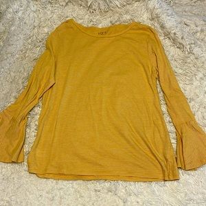 NWOT LOFT marigold and white stripped bell sleeve top 💛🤍